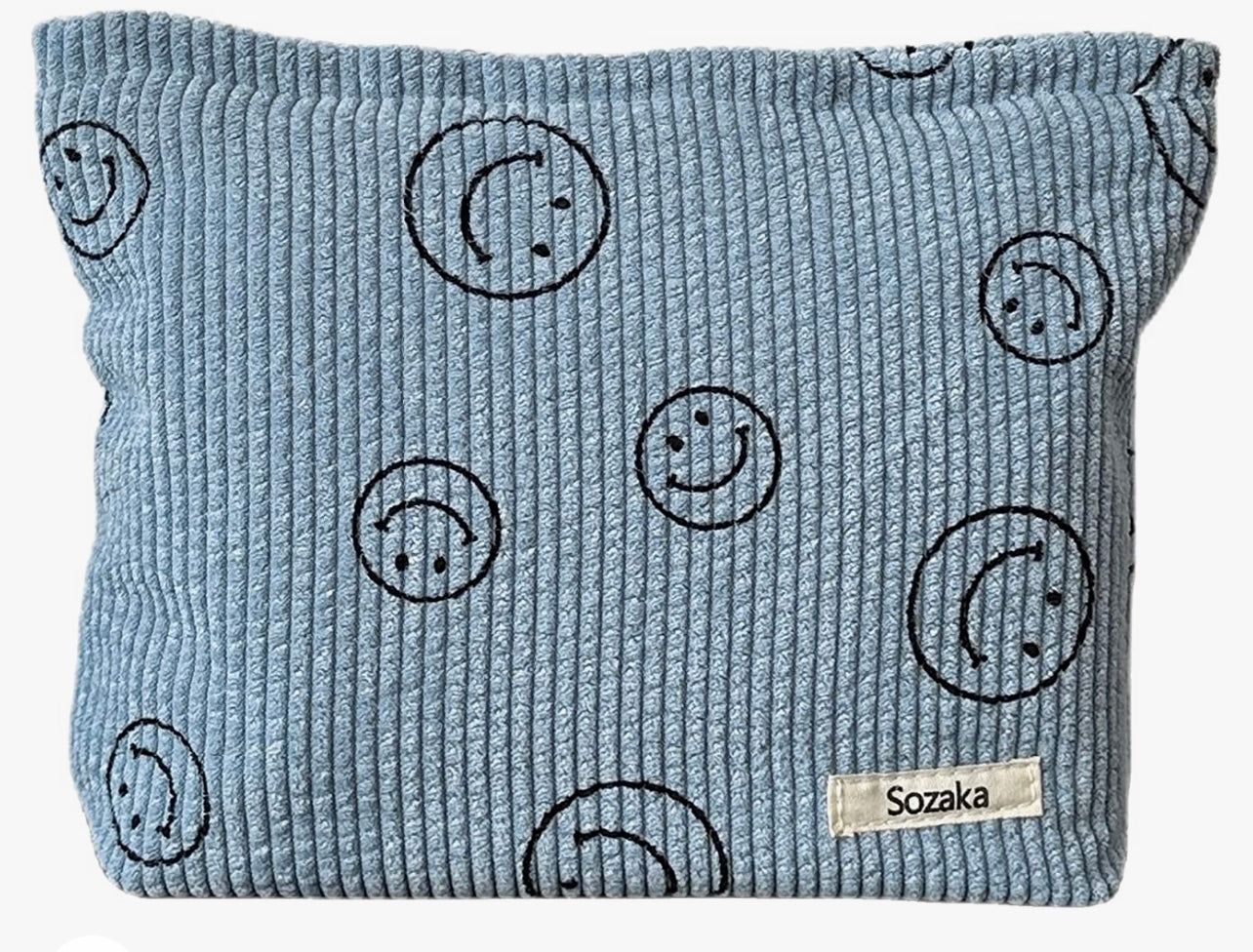 CORDUROY SMILEY FACE Makeup Bag