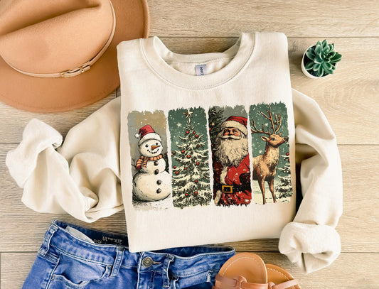 VINTAGE CHRISTMAS SCENES Basic Crewneck